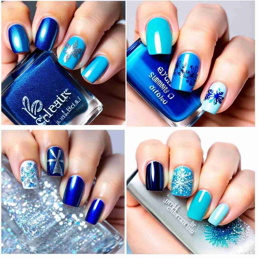 Seasonal blue colour nail art designs